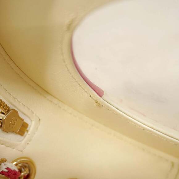 Chanel Shoulder Bag Chain Leather White Pink Champagne Women's P2454315 - Picture 7 of 15